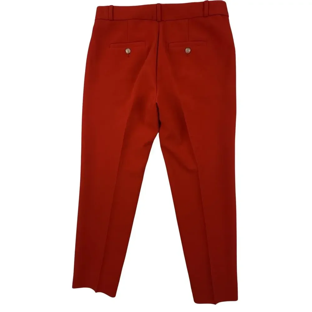 Banana Republic Avery Pants Womens 2 Red Crepe Mid Rise Straight Cropped Trouser - Picture 4 of 10